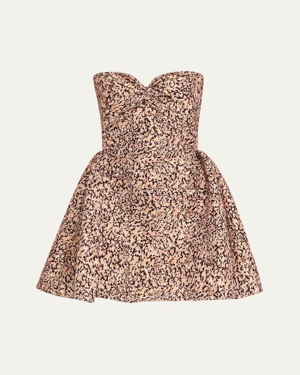 Rossy Leopard Taffeta Strapless Mini Dress